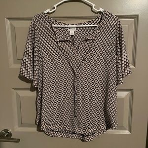 Tan and Navy Blouse - size small